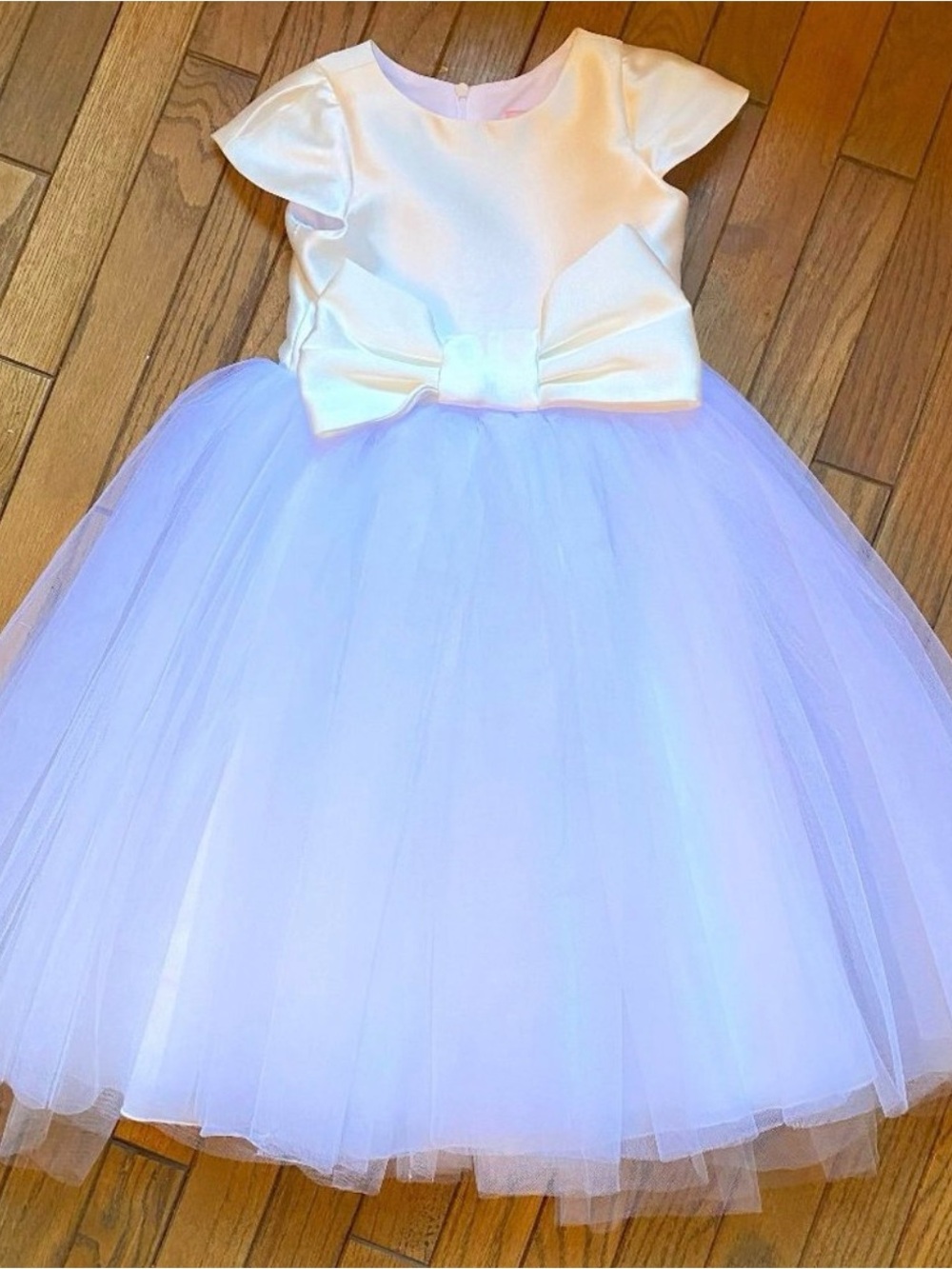 Zoe Ltd White Bodice Lavender Tulle Party Dress with Bow